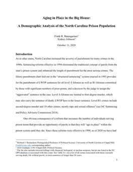 A Demographic Analysis of the North Carolina Prison Population