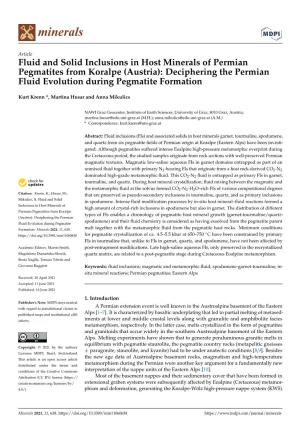 Fluid and Solid Inclusions in Host Minerals of Permian Pegmatites from Koralpe (Austria): Deciphering the Permian Fluid Evolution During Pegmatite Formation