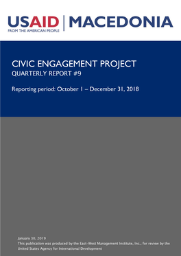 Civic Engagement Project Quarterly Report #9