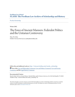 Federalist Politics and the Unitarian Controversy Marc M