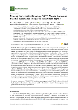 Mining for Oxysterols in Cyp7b1-/- Mouse Brain and Plasma