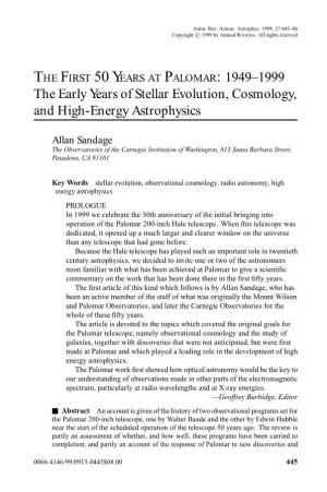 1949–1999 the Early Years of Stellar Evolution, Cosmology, and High-Energy Astrophysics