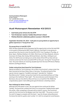 Audi Motorsport Newsletter 43/2015