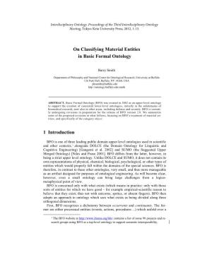 On Classifying Material Entities in Basic Formal Ontology