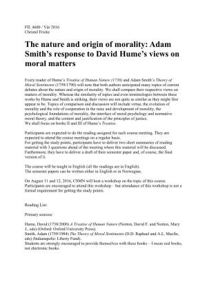 Adam Smith's Response to David Hume's Views on Moral Matters