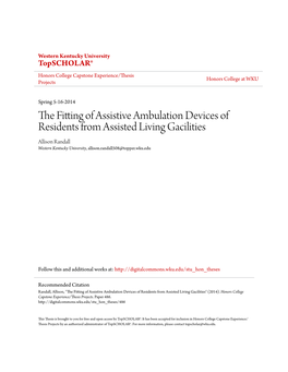 The Fitting of Assistive Ambulation Devices of Residents from Assisted Living Facilities