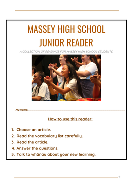 Massey High School Junior Reader a Collection of Readings for Massey High School Students