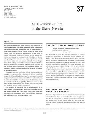 An Overview of Fire in the Sierra Nevada