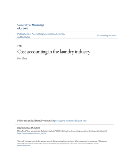 Cost Accounting in the Laundry Industry Fred Elliott