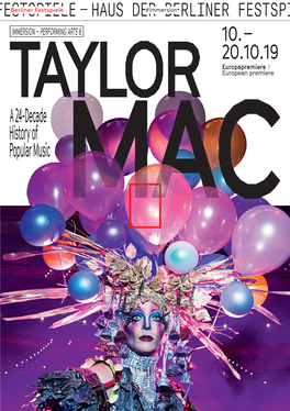 Programmheft Taylor Mac – a 24-Decade History of Popular Music