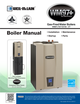 Boiler Manual • Installation • Maintenance • Startup • Parts