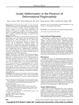 Uvular Malformation in the Presence of Deformational Plagiocephaly