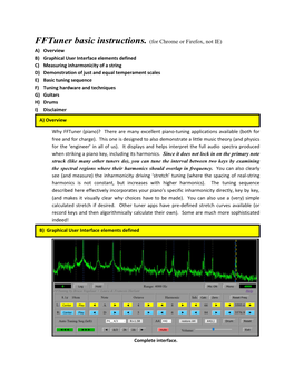 Fftuner Basic Instructions. (For Chrome Or Firefox, Not