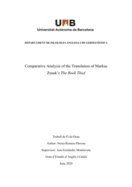 Comparative Analysis of the Translation of Markus Zusak's The