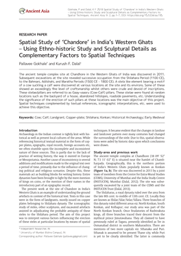 Chandore’ in India’S Western Ghats Ancient Asia – Using Ethno-Historic Study and Sculptural Details As Complementary Factors to Spatial Techniques