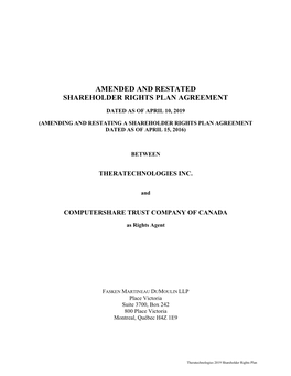 Shareholder Rights Plan Agreement