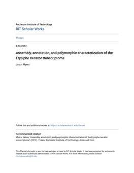 Assembly, Annotation, and Polymorphic Characterization of the Erysiphe Necator Transcriptome