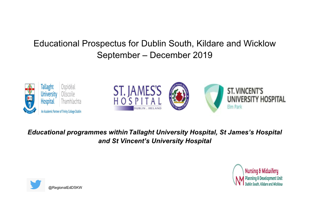 Educational Prospectus for Dublin South, Kildare and Wicklow September – December 2019