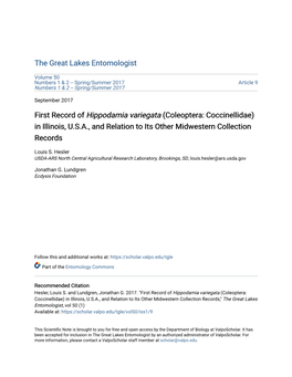 Coleoptera: Coccinellidae) in Illinois, U.S.A., and Relation to Its Other Midwestern Collection Records