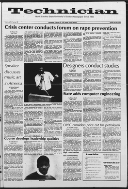 Ll .'L ', H North Carolina State University's Student Newspaper Since 1920 Technician Volume LXIV, Number 63 Wednesday. Februa