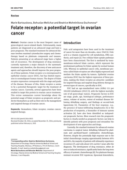 Folate Receptor: a Potential Target in Ovarian Cancer