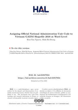 Assigning Official National Administration Unit Code to Vietnam GADM Shapefile 2018 at Ward Level