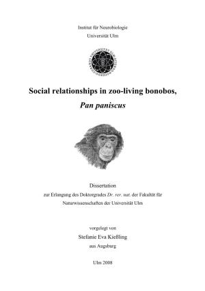 Social Relationships in Zoo-Living Bonobos, Pan Paniscus