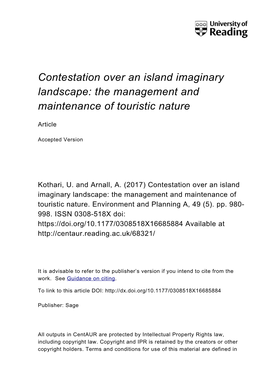 Contestation Over an Island Imaginary Landscape: the Management and Maintenance of Touristic Nature