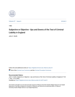Ups and Downs of the Test of Criminal Liability in England