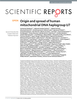 Origin and Spread of Human Mitochondrial DNA Haplogroup U7