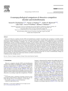 A Neuropsychological Comparison of Obsessive–Compulsive Disorder and Trichotillomania Samuel R