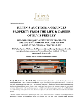 Julien's Auctions Announces Property from the Life