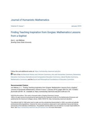 Finding Teaching Inspiration from Gorgias: Mathematics Lessons from a Sophist