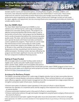 Funding Resilient Infrastructure and Communities with the CWSRF