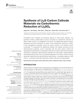 Synthesis of Li2s-Carbon Cathode Materials Via Carbothermic Reduction of Li2so4
