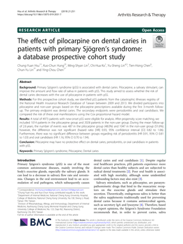 The Effect of Pilocarpine on Dental
