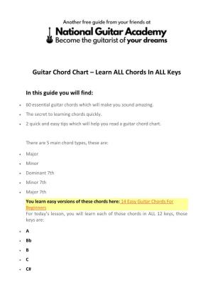 Guitar Chord Chart – Learn ALL Chords in ALL Keys