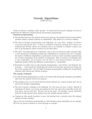 Greedy Algorithms CLRS 16.1-16.2