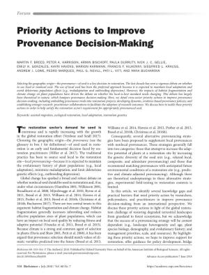 Priority Actions to Improve Provenance Decision-Making
