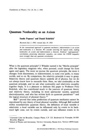 Quantum Nonlocality As an Axiom