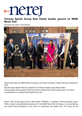 Fenway Sports Group Real Estate Breaks Ground on MGM Music Hall December 06, 2019 - Front Section