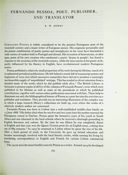 Fernando Pessoa, Poet, Publisher, and Translator