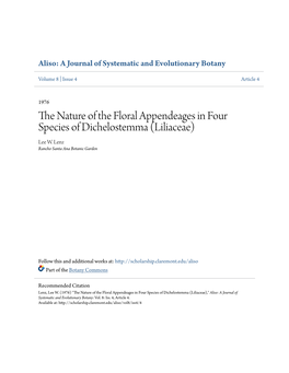 The Nature of the Floral Appendeages in Four Species of Dichelostemma