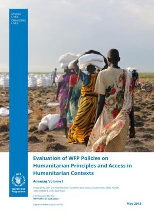 Evaluation of WFP Policies on Humanitarian Principles and Access in Humanitarian Contexts