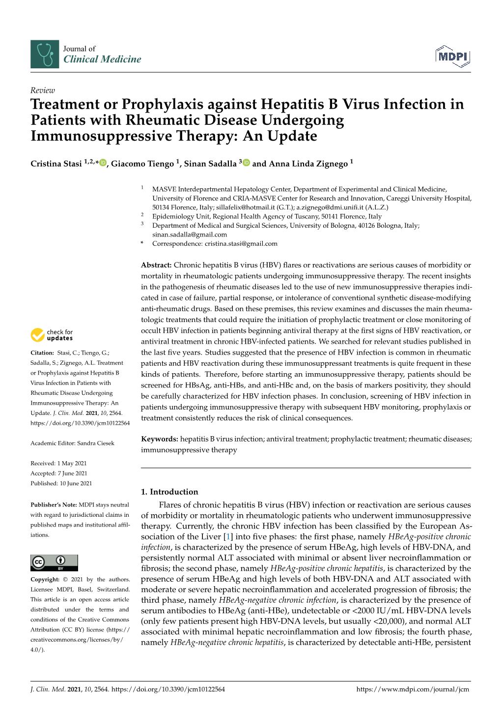 Treatment Or Prophylaxis Against Hepatitis B Virus Infection in Patients with Rheumatic Disease Undergoing Immunosuppressive Therapy: an Update