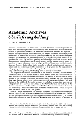 Academic Archives: Uberlieferungsbildung