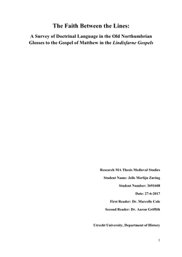 The Faith Between the Lines: a Survey of Doctrinal Language in the Old Northumbrian Glosses to the Gospel of Matthew in the Lindisfarne Gospels