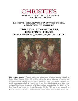 Rossetti Scholar Virginia Surtees to Sell Collection at Christie’S