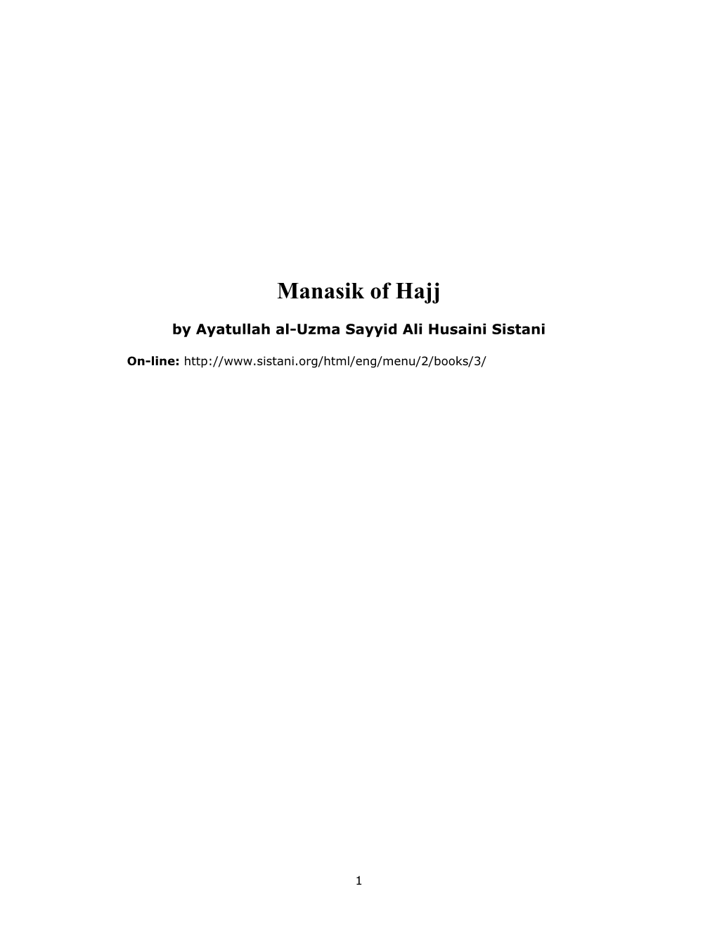 Manasik of Hajj