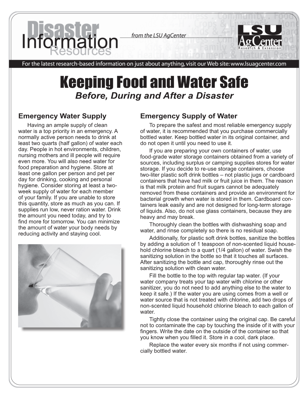 Keeping Food and Water Safe Before, During and After a Disaster